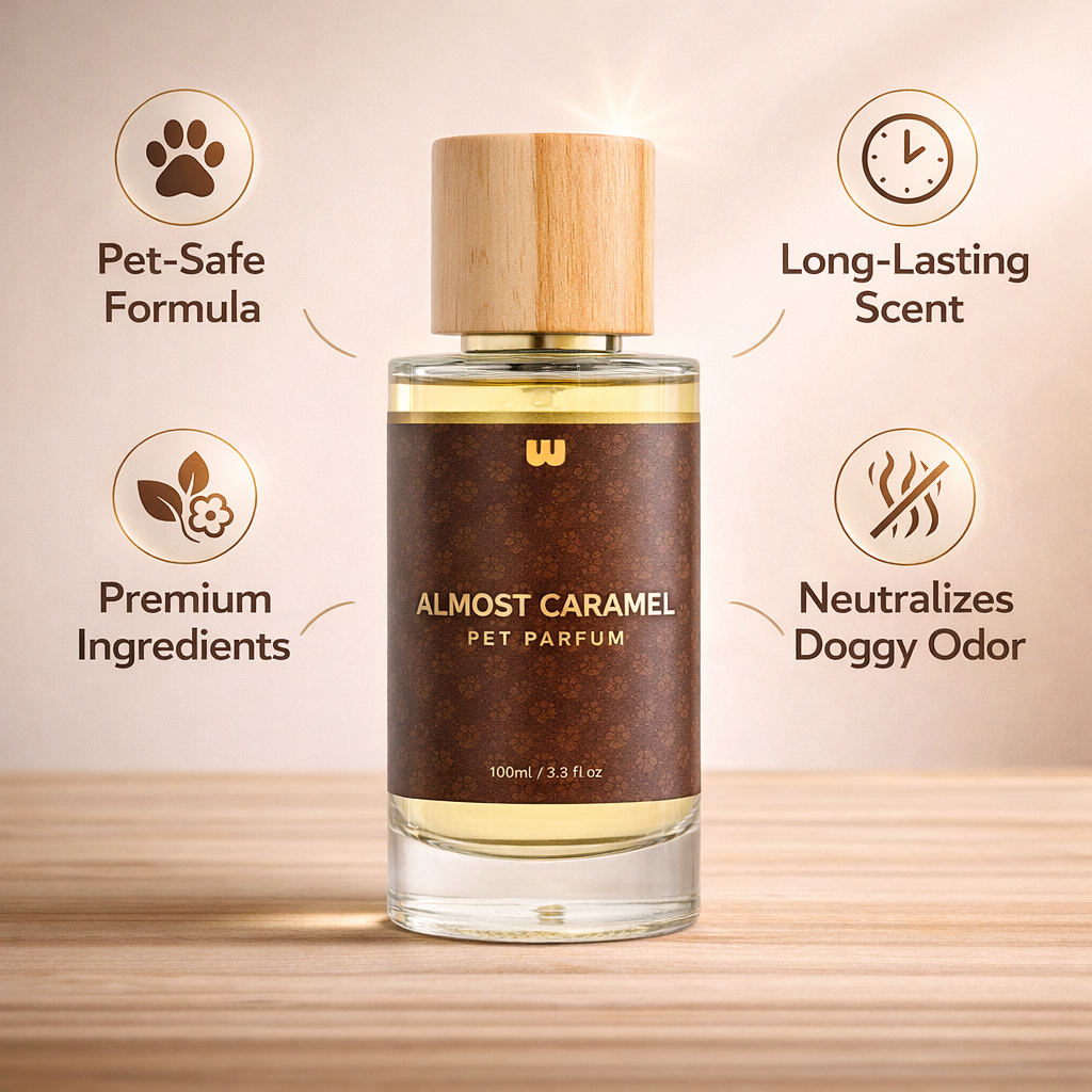 Waggleo Almost Caramel Pet Perfume – Long-Lasting Sweet Deodorizer for Dogs & Cats