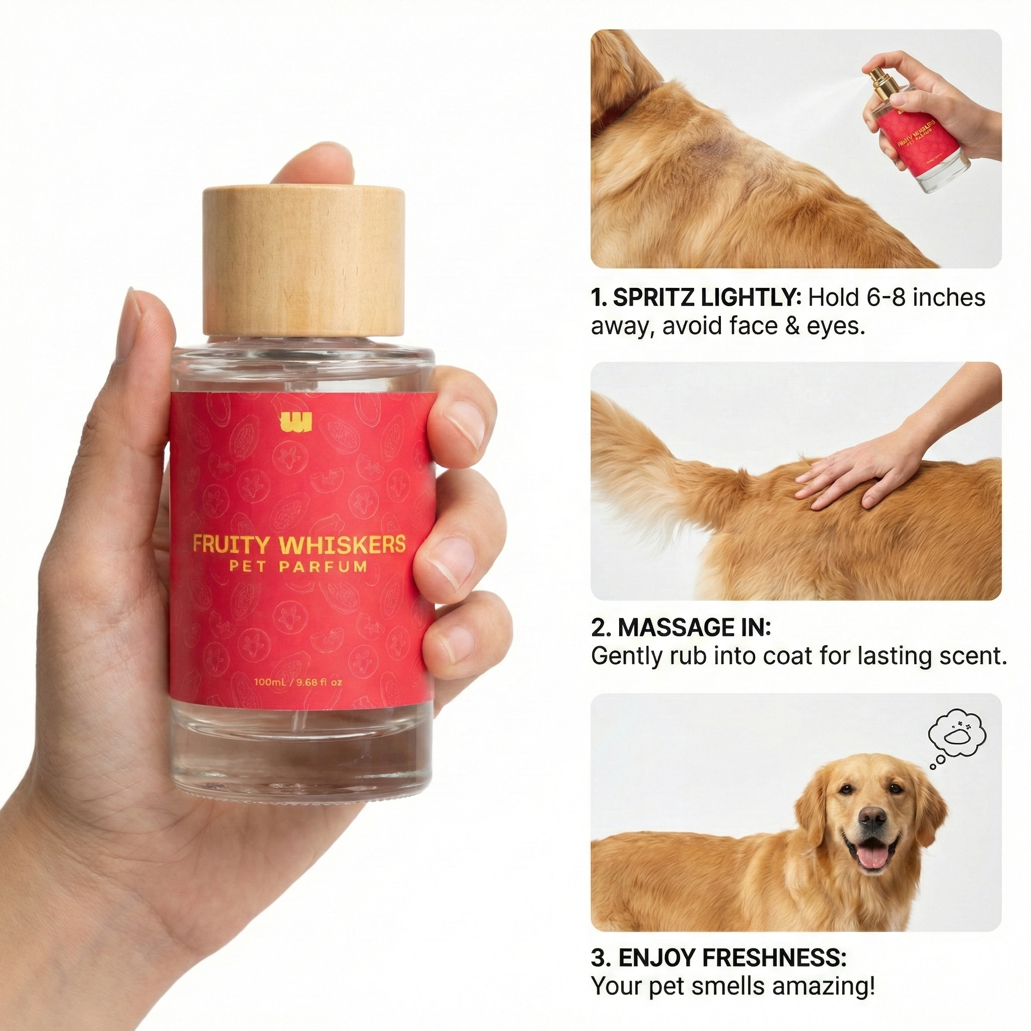 Waggleo Fruity Whiskers Pet Perfume – Apple Berry Deodorizer for Dogs & Cats