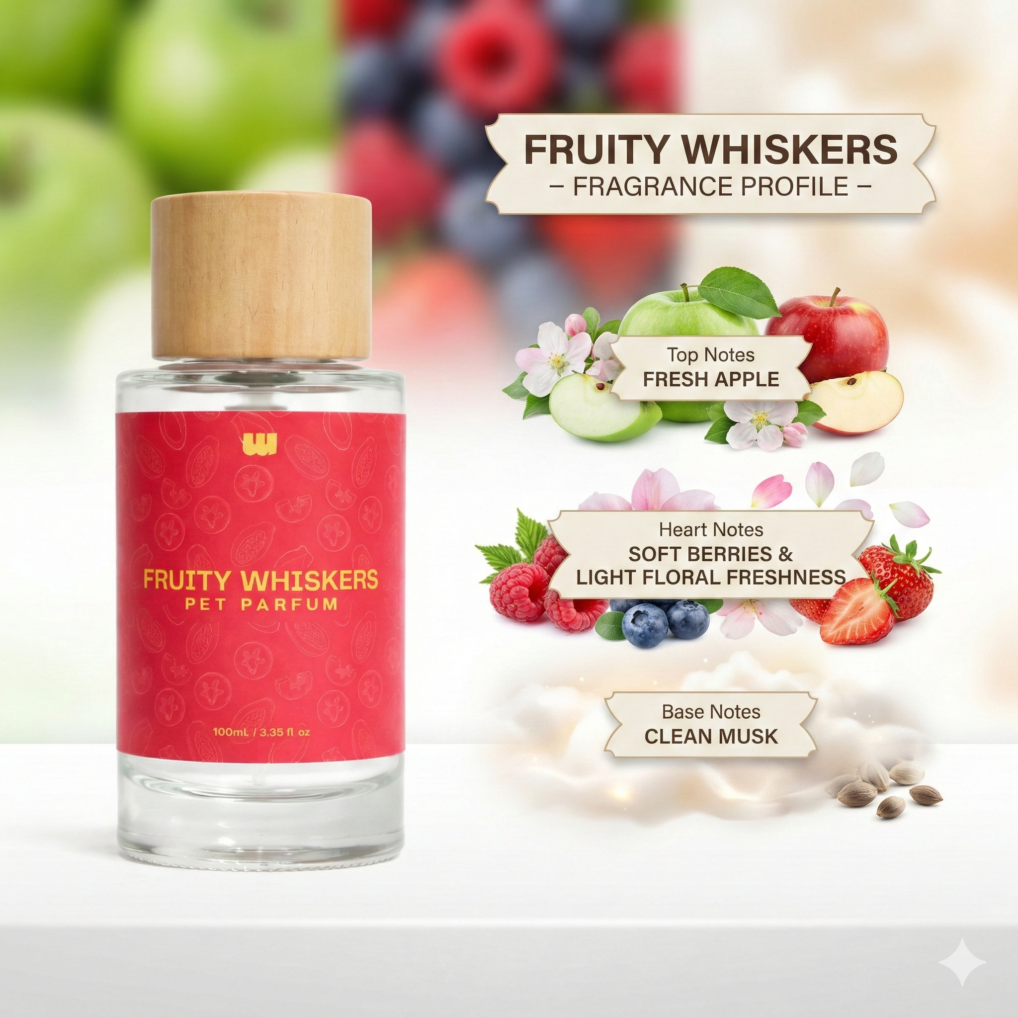 Waggleo Fruity Whiskers Pet Perfume – Apple Berry Deodorizer for Dogs & Cats